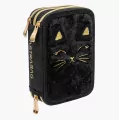 Piórnik potrójny z wyp Astrabag Fluffy Kitty Black - tantis.pl