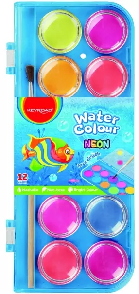 Farby akwarelowe z pędzelkiem. Neon 12 kolorów - tantis.pl