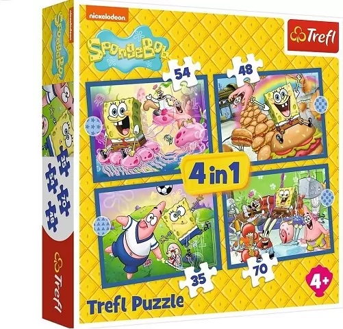 Puzzle 4w1 Podwodne życie SpongeBoba TREFL - tantis.pl