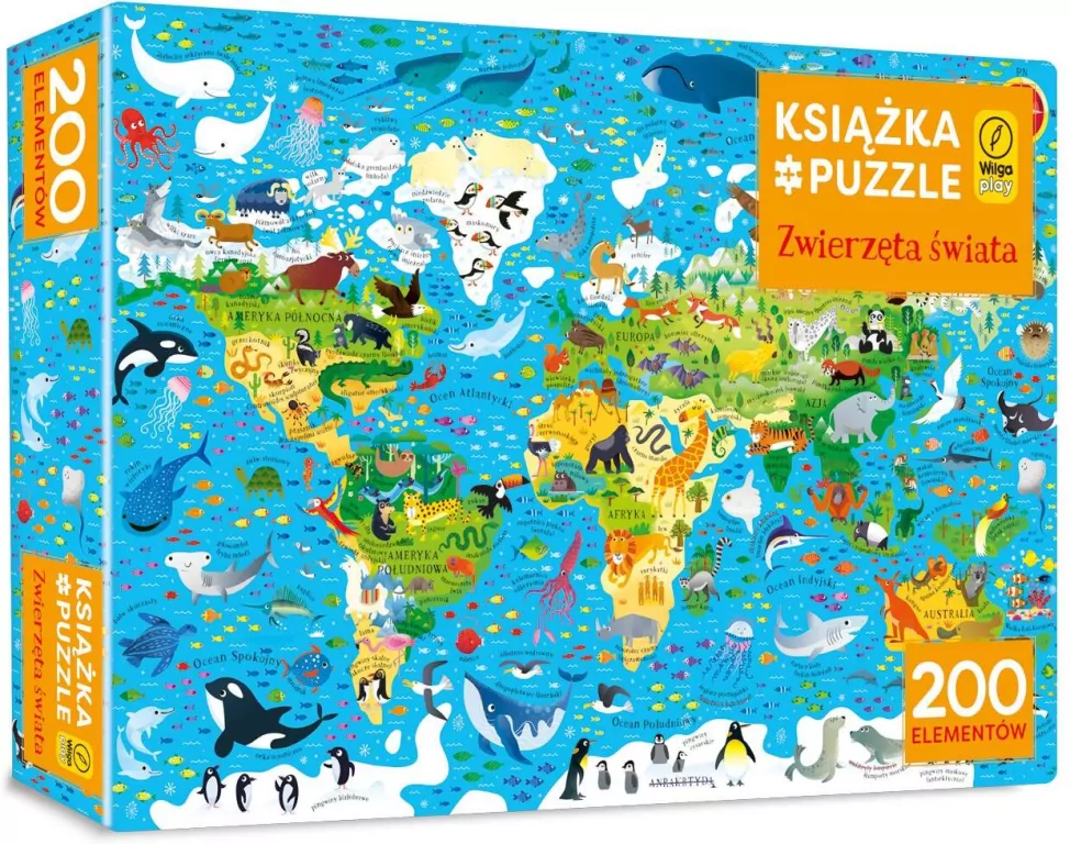 Książka i puzzle. Zwierzęta świata 200 elementów - tantis.pl