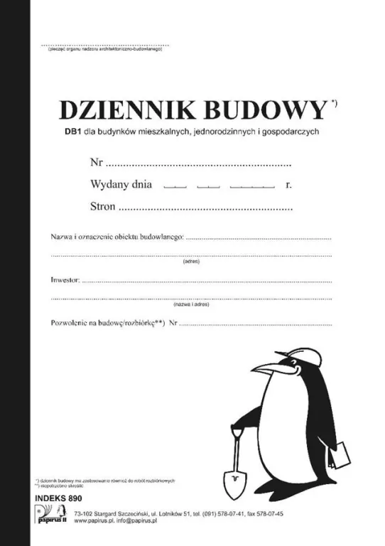 Dziennik Budowy A4 DB1 PIR 890 - tantis.pl