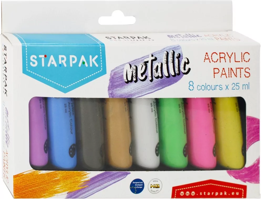 Farby akrylowe. Metaliczne. 8 kolorów - tantis.pl