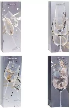 Torebka ozdobna na butelkę 12x36x9cm mix ROZETTE - tantis.pl