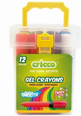 Kredki żelowe Twist. 12 kolorów. Wiaderko