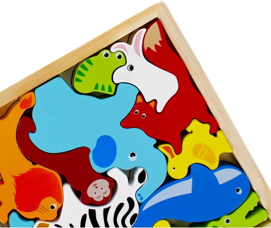 Układanka drewniana zwierzęta 12 elementów - tantis.pl