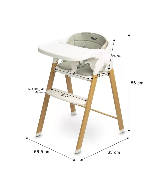 Caretero Krzesełko do karmienia Triplo grey - tantis.pl
