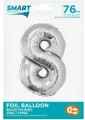 Balon foliowy Smart cyfra 8 srebrny 76cm - tantis.pl