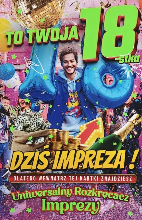 Karnet Urodziny 18 męskie - tantis.pl