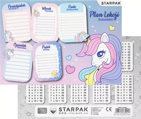 Plan lekcji z tabliczką mnożenia