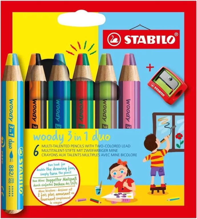 Kredki Woody 3w1 Duo. 6 kolorów - tantis.pl