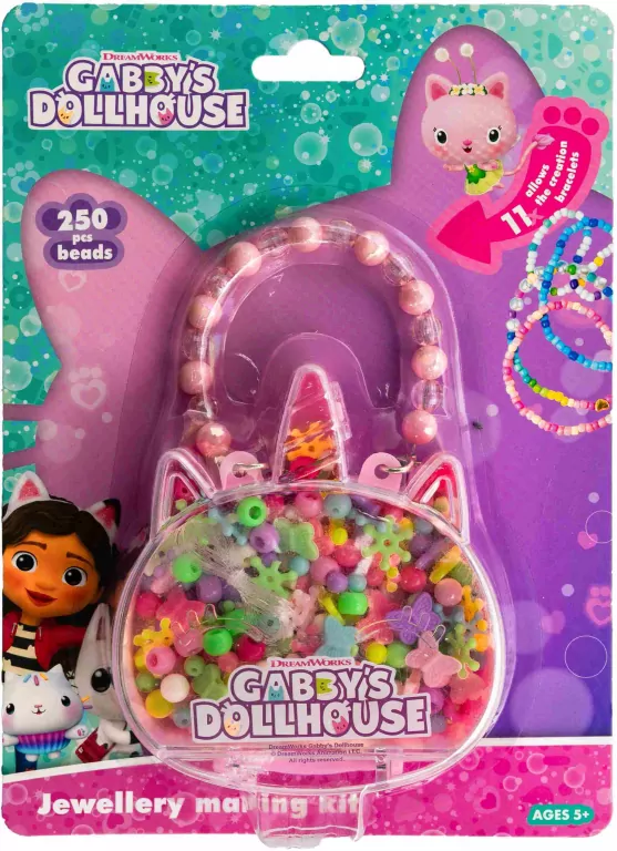 Zestaw koralików Gabby's Dollhouse Jednorożec 250 szt. + 2m gumki - tantis.pl