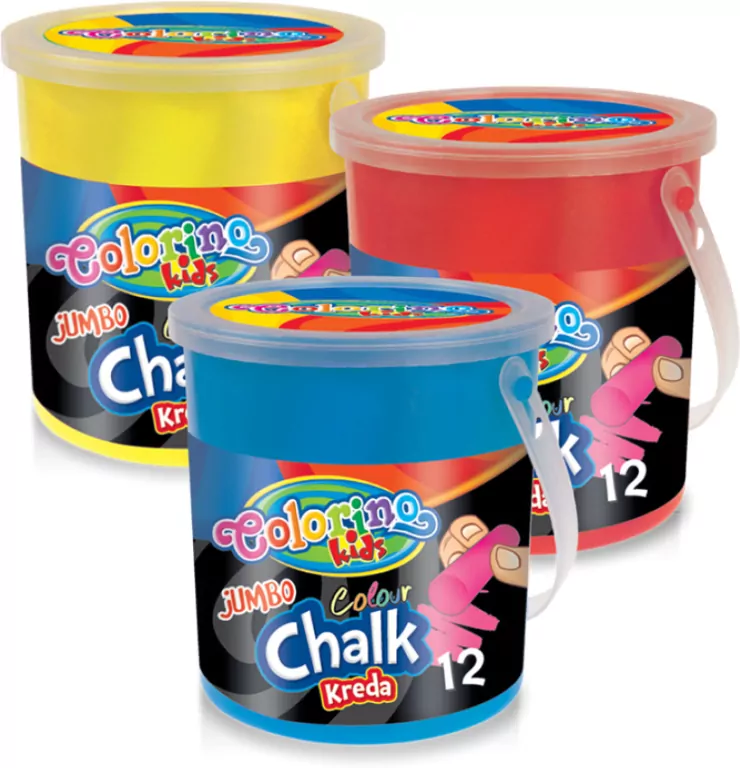 Kreda kolorowa Jumbo Colorino Kids wiaderko 12 sztuk mix - tantis.pl