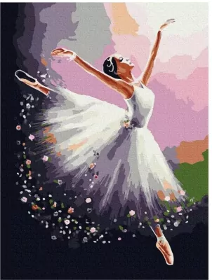 Malowanie po numerach - Balerina w białym 40 x 50 cm