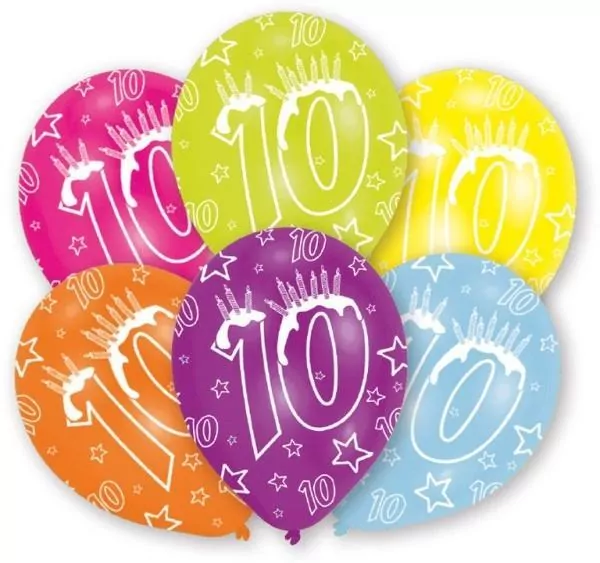 Balony lateksowe z cyfrą 10 nadruk 27,5cm - tantis.pl