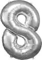 Balon foliowy cyfra 8 srebrna 57x86cm - tantis.pl