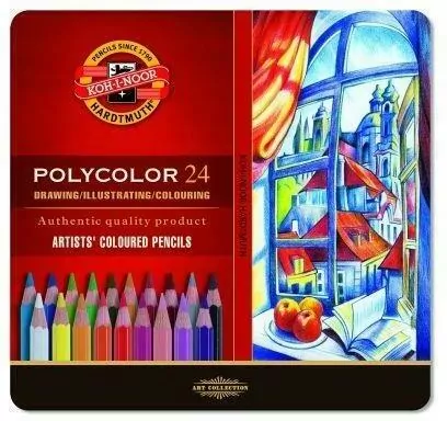 Kredki ołówkowe Polycolor. 24 kolory. Opakowanie metalowe - tantis.pl