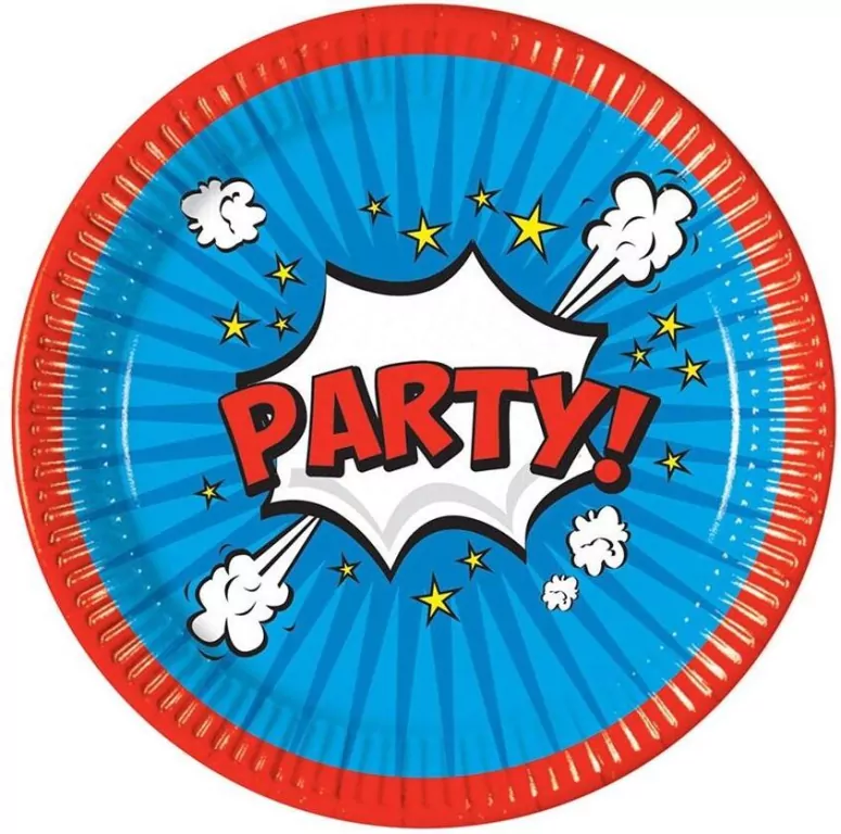 Talerzyki papierowe Boom Party 23cm 8szt - tantis.pl