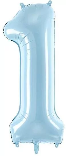 Balon foliowy cyfra 1 86cm jasny niebieski - tantis.pl