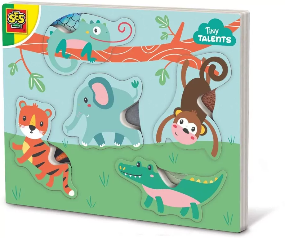 Puzzle drewniane ze zwierzętami do dotykania - tantis.pl
