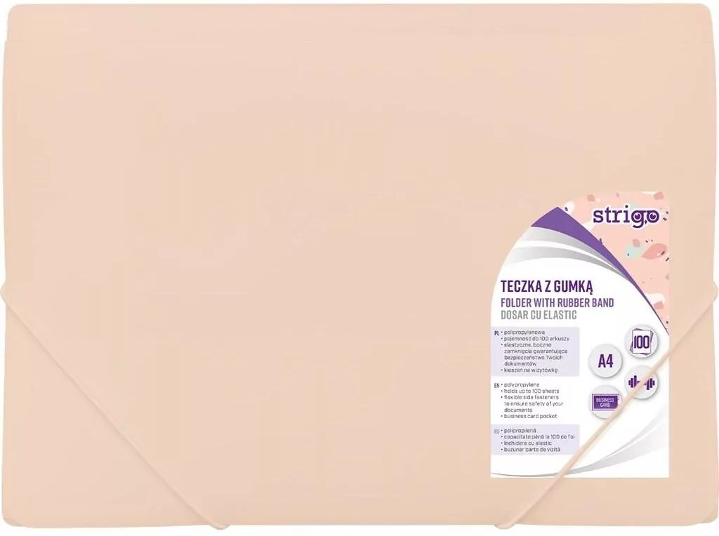 Teczka z gumką A4 PP pastel morelowa STRIGO - tantis.pl