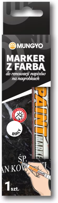Marker z farbą do renowacji napisów na nagrobkach Mungyo biały - tantis.pl