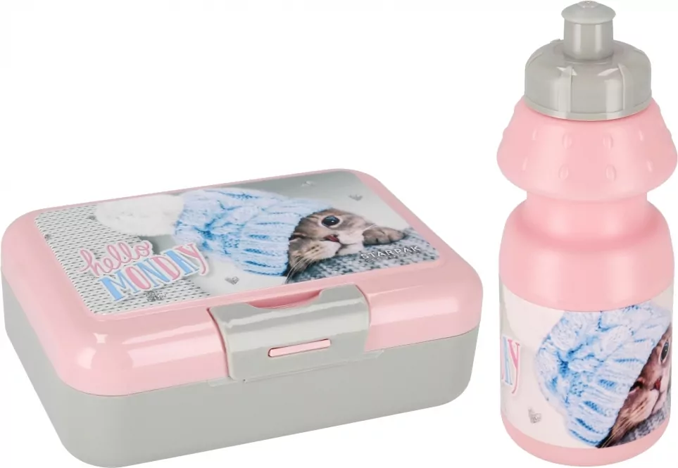 Starpak. Bidon 350ml + pudełko śniadaniowe. Kotki - tantis.pl