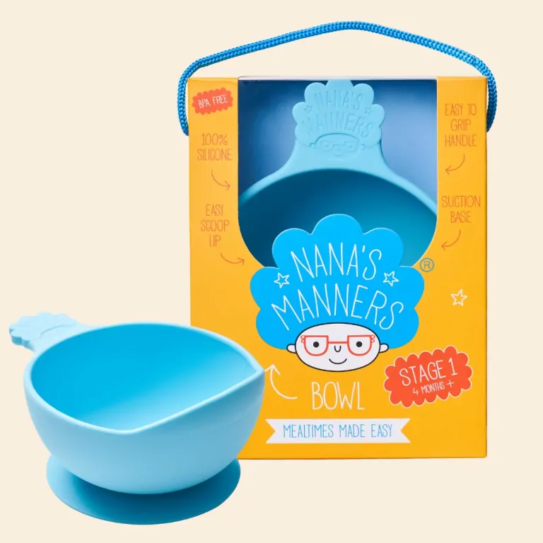 Nana's Manners Miska silikonowa z przyssawką i uchwytem szara - tantis.pl