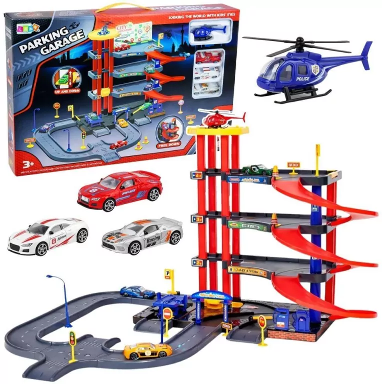 Parking 4 poziomy z windą autkami i helikopterem - tantis.pl