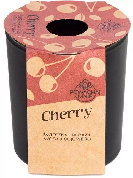 Świeczka sojowa Powąchaj mnie Cherry czarny 130ml - tantis.pl