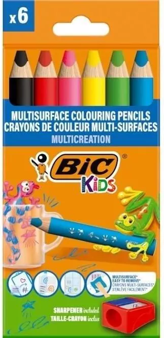 Kredki ołówkowe + temperówka 6+BIC Kids - tantis.pl