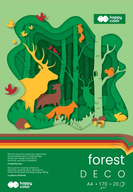 Blok Hobby Deco Forest A4 20 ark 5 kol HAPPY COLOR - tantis.pl
