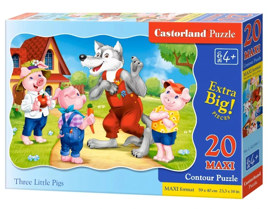 Puzzle 20 maxi. Trzy małe świnki. C-02399 - tantis.pl