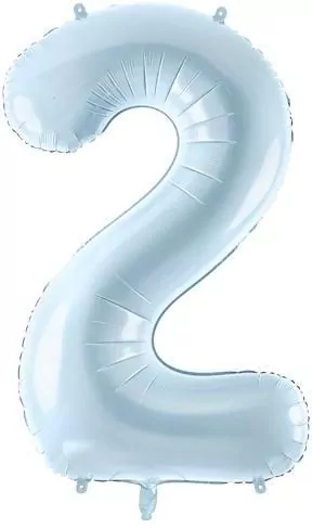 Balon foliowy cyfra 2 72cm jasny niebieski - tantis.pl