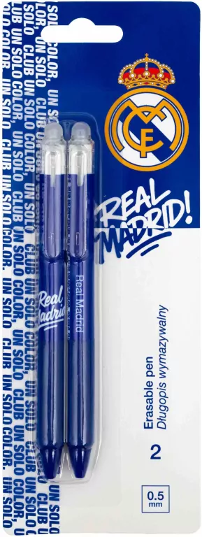 Długopis wymazywalny automatyczny 0,5mm Real Madrid blister 2 szt. - tantis.pl