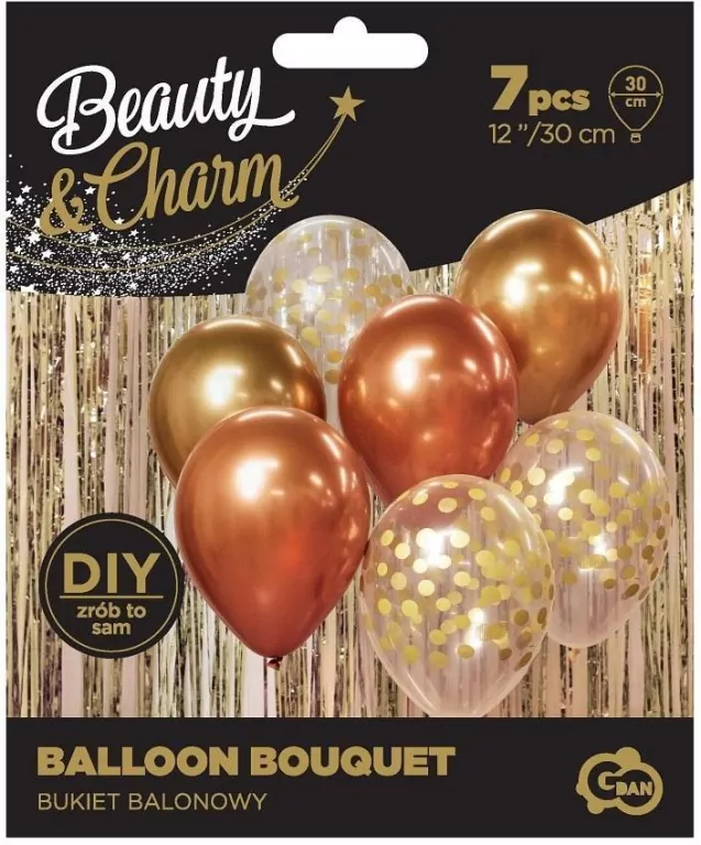 Balony Beauty&Charm bukiet złote 30cm 7szt - tantis.pl