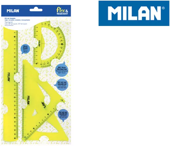 Zestaw linijek żółty 4 sztuki MILAN - tantis.pl