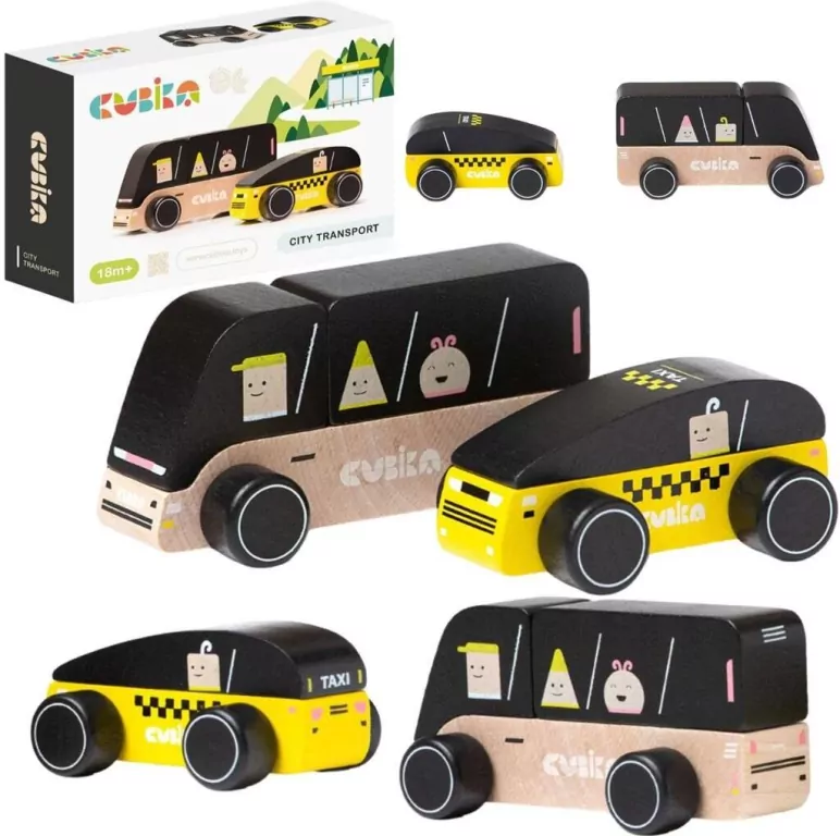 Drewniany zestaw. Transport miejski - tantis.pl