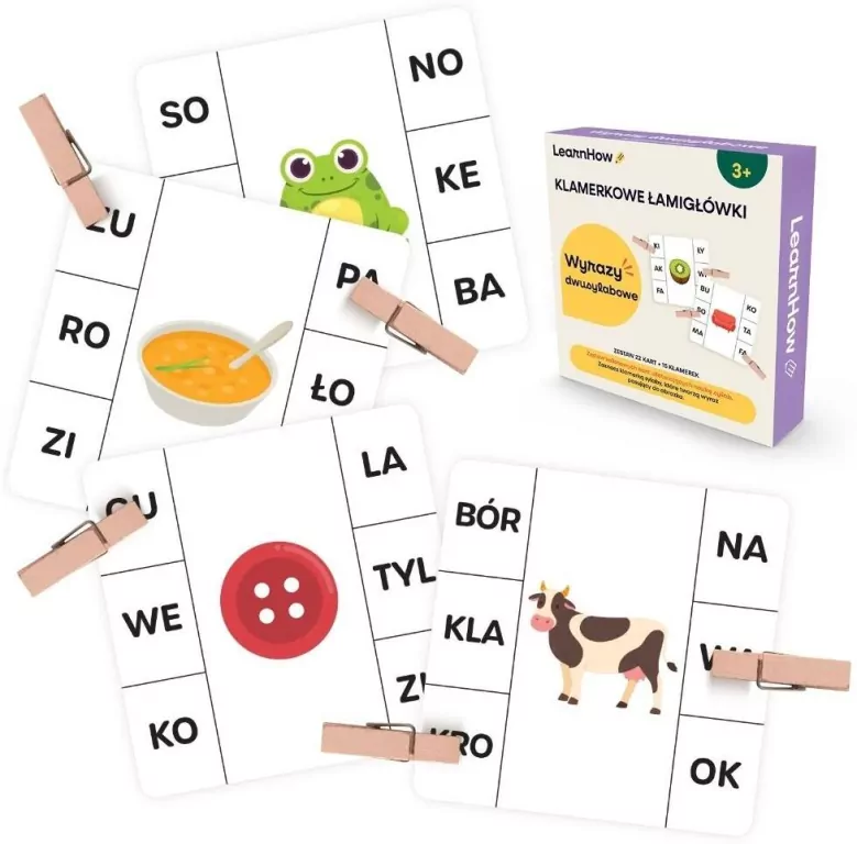 Klamerkowe zadania. Wyrazy dwusylabowe - tantis.pl