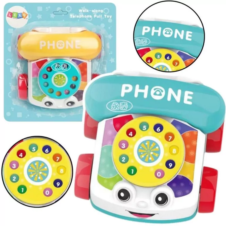Telefon na kółkach do ciągnięcia kolorowy - tantis.pl