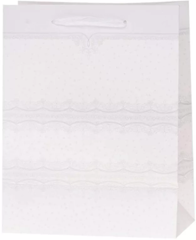 Torebka Lux 26x32x12cm brokat biała ROZETTE - tantis.pl