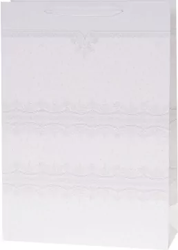 Torebka Lux 26x32x12cm brokat biała ROZETTE - tantis.pl