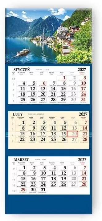 Kalendarz 2027 trójdzielny Alpy - tantis.pl