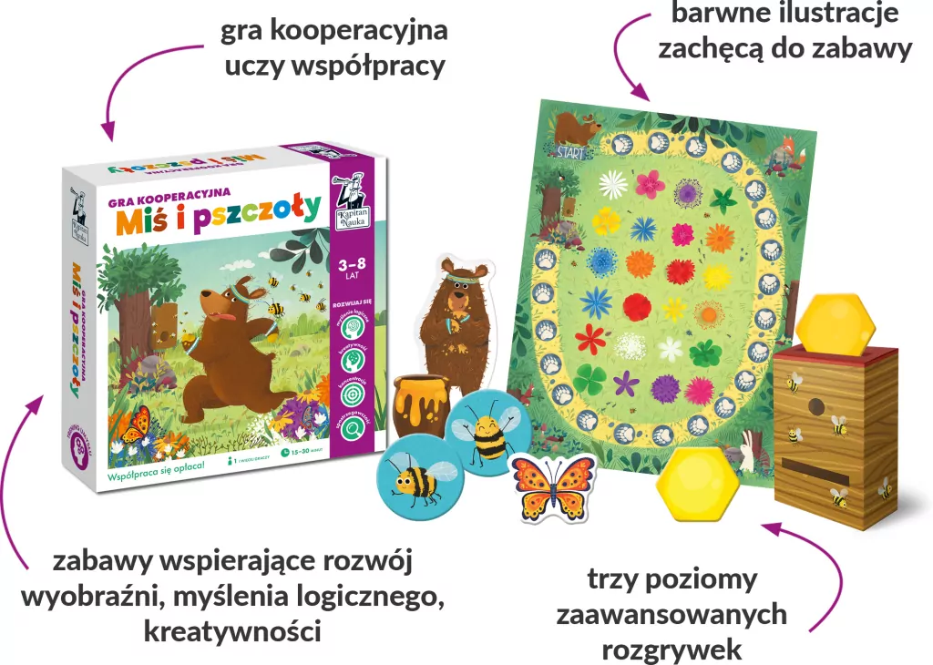 Miś i pszczoły. Kapitan Nauka. Gra kooperacyjna - tantis.pl