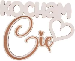 Drewniany napis - Kocham Cię biały