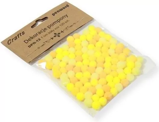 Dekoracje pompony 1cm mix żółty