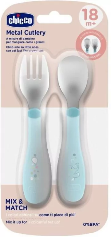 Chicco. Sztućce. Turkusowe. 18 miesięcy - tantis.pl
