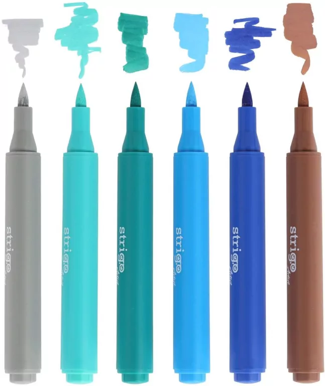 Marker akrylowy z końcówką Brush - zestaw 9, 6 szt - tantis.pl