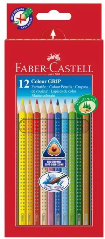 Kredki Grip 12 kolorów FABER CASTELL - tantis.pl