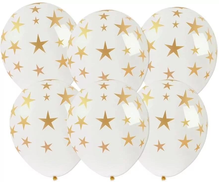 Balony ze złotym nadrukiem Gwiazdki - tantis.pl