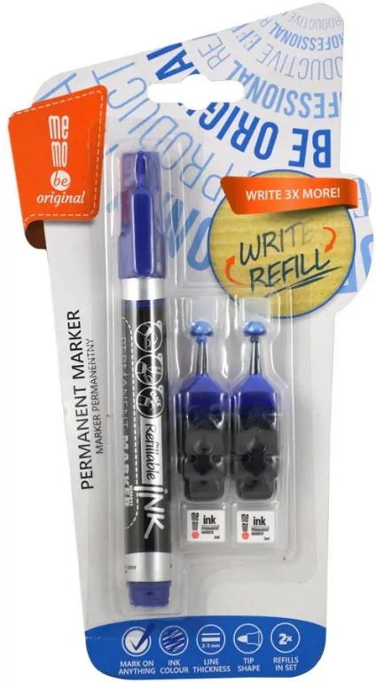 Marker permanentny + 2 ampułki. Niebieski - tantis.pl